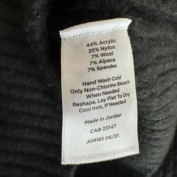 Talbots Pointelle Round Yoke Sweater WMNS XS Ribbed Soft Knit Wool Blend Black - Picture 6 of 7